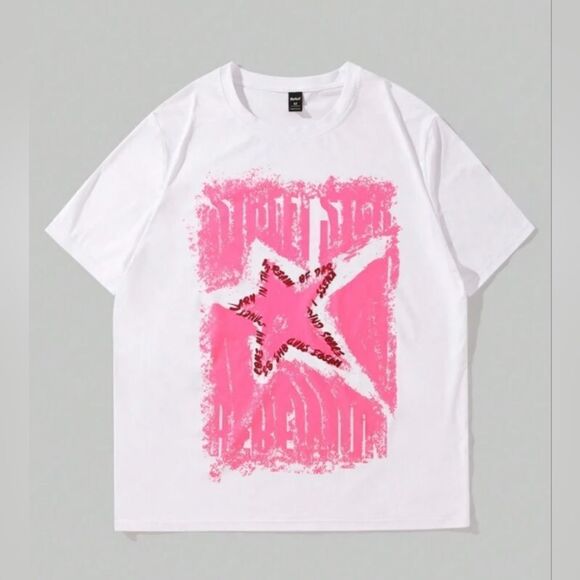Prep Men's Short-Sleeve Y2k T-Shirt With Star Print, Suitable For Daily Wear In - Picture 1 of 7
